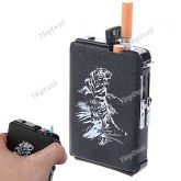 Black Metal Cigarette Case with Windproof Butane Jet Flame T